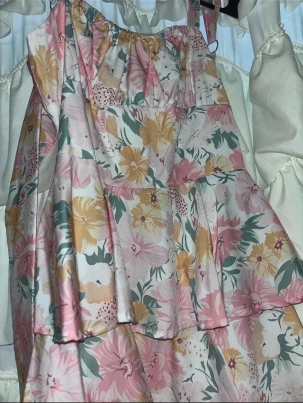 Girls' Pink Floral Tiered Sundress